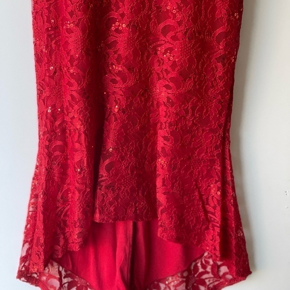 Alexa B Nites Red Formal Evening Holiday Party Prom Dress Lace Glitter Mermaid 6 - Picture 6 of 16